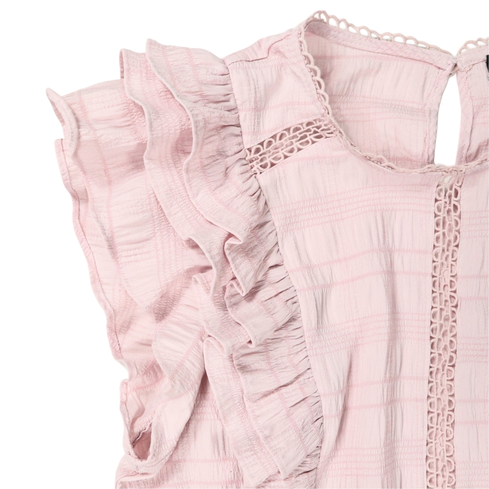 Milk & Honey Blouse Women's Pink Ruffle Tiered Size Large - Picture 7 of 13